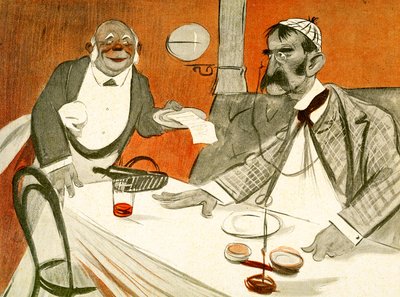 Théophile Delcassé disputando la cuenta en un restaurante francés, 1903 de Francisco Sancha y Lengo